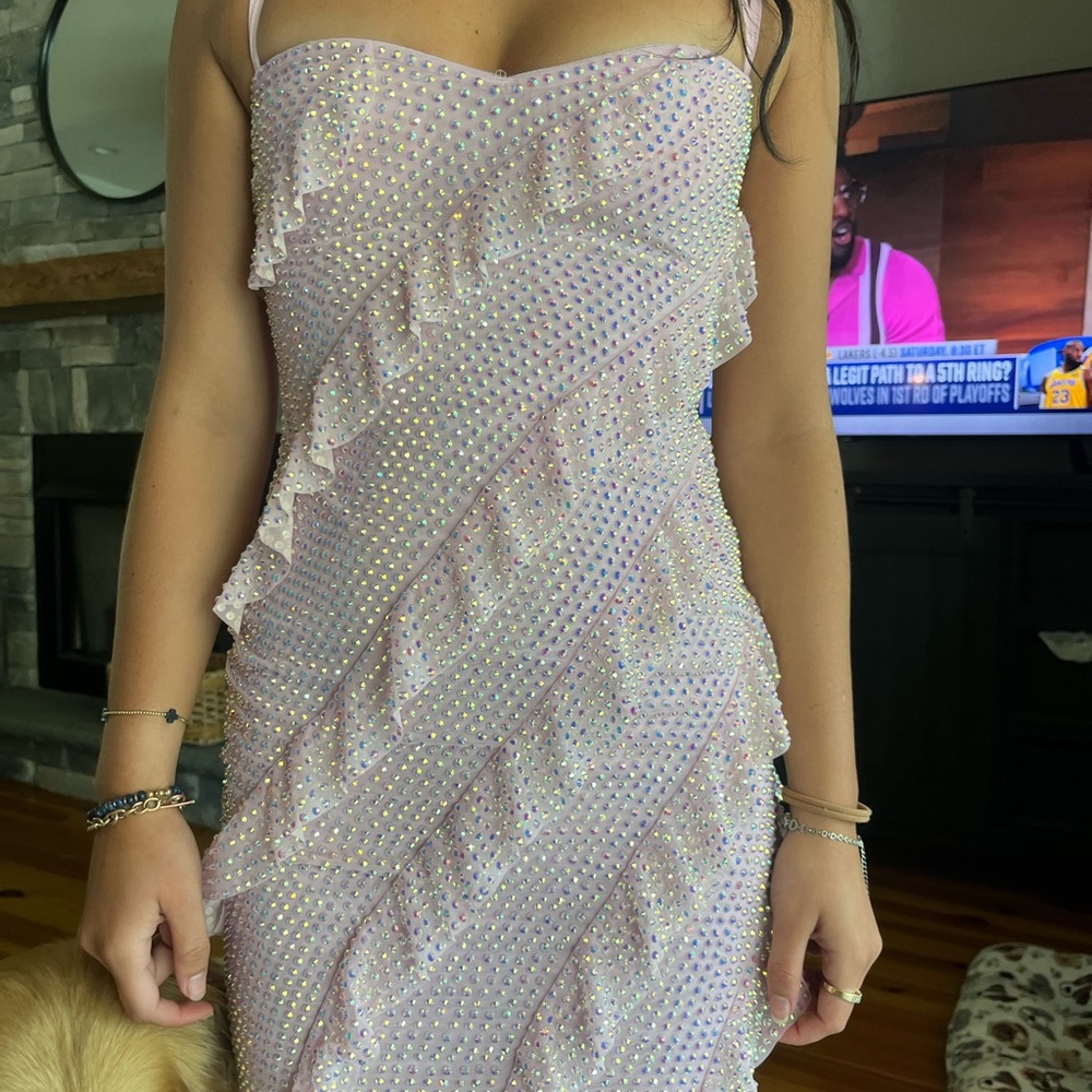 Oh Polly pink ruffle dress